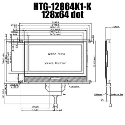 Màn hình COG LCD 128X64, Màn hình LCD phản chiếu màu xám dương HTG12864K1-K