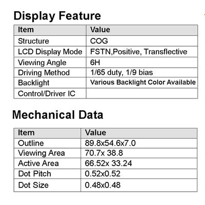 Màn hình COG LCD 128X64, Màn hình LCD phản chiếu màu xám dương HTG12864K1-K